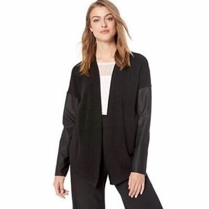 BCBGeneration cardigan faux leather sleeves open front